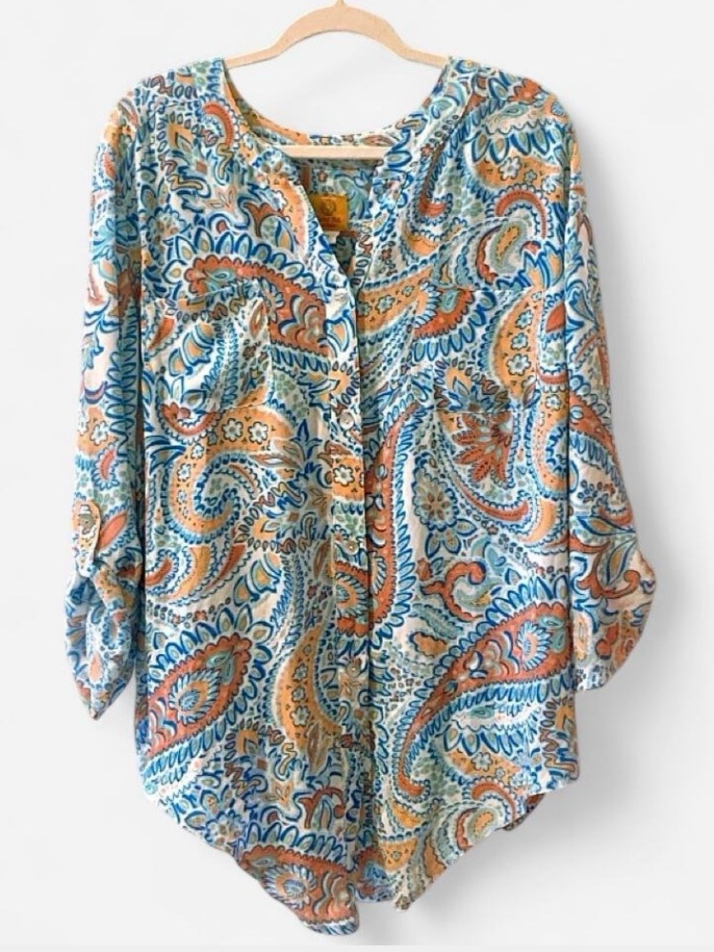 Ruby Rd. Brand Colorful Paisley Button-Front Blouse - Picture 2 of 6